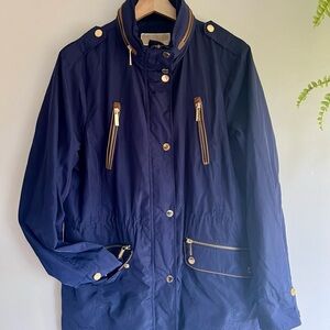 Michael Kors Dark Blue Utility Jacket with Gold Details